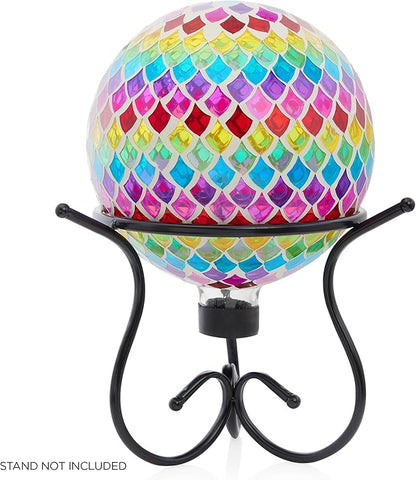 Alpine Corporation - Outdoor Glass Gazing Globe with Mosaic Teardrop Design -10 Inch Diameter, Multicolor