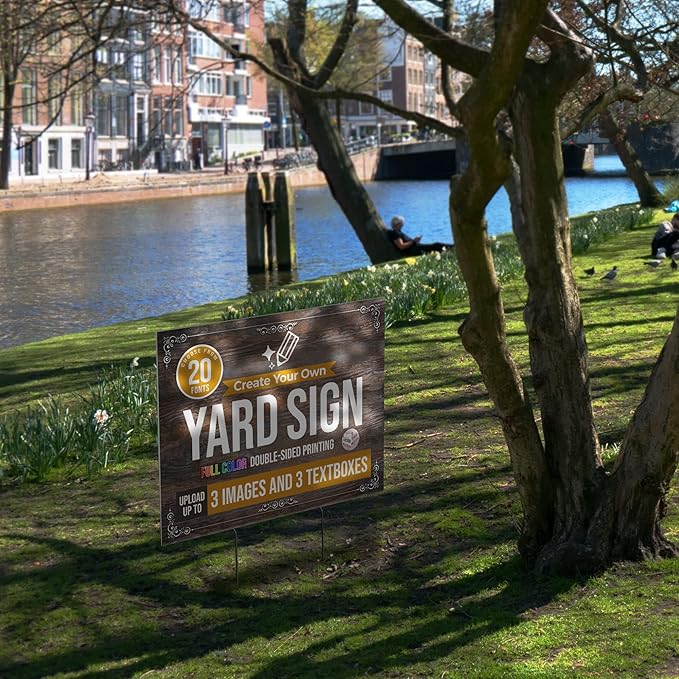 24x18" Double Sided Custom Yard Sign with Metal Stakes, Personalized Full Color Corrugated Yard Sign for Outdoors, Front and Back Custom Printed Personalized Lawn Signs 10 Pack (Design 9)