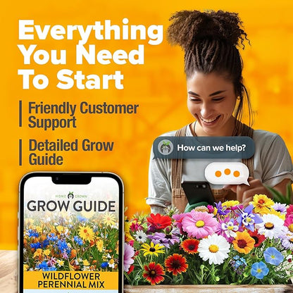 HOME GROWN Premium Wildflower Seeds Bulk Mix (2oz) - 59,300+ Seeds with 19 Varieties for Pollinators - Wild Flower Seed for Bees, Butterflies - Perennial & Annual Throw and Grow Seed Mix