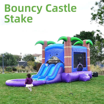 Black Trampoline Stakes Anchors High Wind 16inx10mm Galvanized U Hook 8pcs Rebar Stakes – Heavy Duty Ground Anchors for Trampoline,Yard & Inflatable,Landscape Metal Stakes for Outdoor Decorations