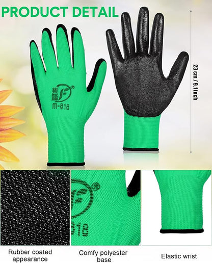 Honeydak 36 Pairs Gardening Gloves for Men Women Breathable Rubber Coated Garden Gloves