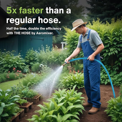 Aeromixer THE HOSE - 1 Inch Garden Hose 25 Ft, Kinkless Commercial Garden Hoses, Heavy Duty Industrial Water Hoses for Outdoors, 650 PSI High-Pressure Watering Tool for Farming and Gardening
