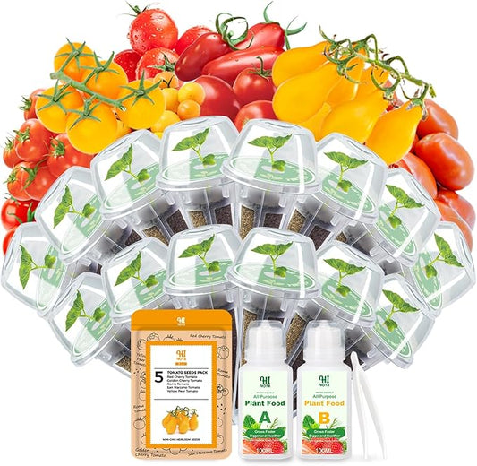 Tomato Seed Pod Kit, Grow Anything Kit for All Hydroponics Growing System, 14 Pods with 500+ Heirloom Tomato Seeds of Red & Golden Cherry Tomato/Roma Tomato/San Marzano Tomato/Yellow Pear Tomato