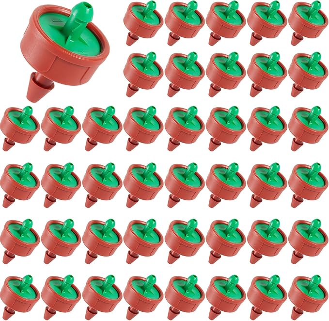 60Pcs 0.25 GPH Pressure Compensating Irrigation Spot Drippers,Constant Flow Barb Outlet Watering Dripper Emitters Heads Parts for 1/4 Inch Watering Tubing Line for Garden Pots Plant Irrigation Systems