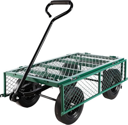 Wagon with Removable Sides Can be Used in Farms, Warehouses etc l Garden Dump cart- A Must-Have for Your Dream Garden Garden Essential- Dump cart Solid Wheels (Green Solid Wheels)