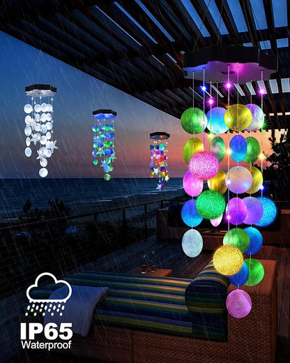 Toodour Solar Wind Chimes for Outside, Hanging Easter Pastel Lights with 2 Modes, Shells Light Gifts for Mom Grandma Wife, LED Outside Decorative Mobile Lights for Garden Yard Patio Easter Decorations