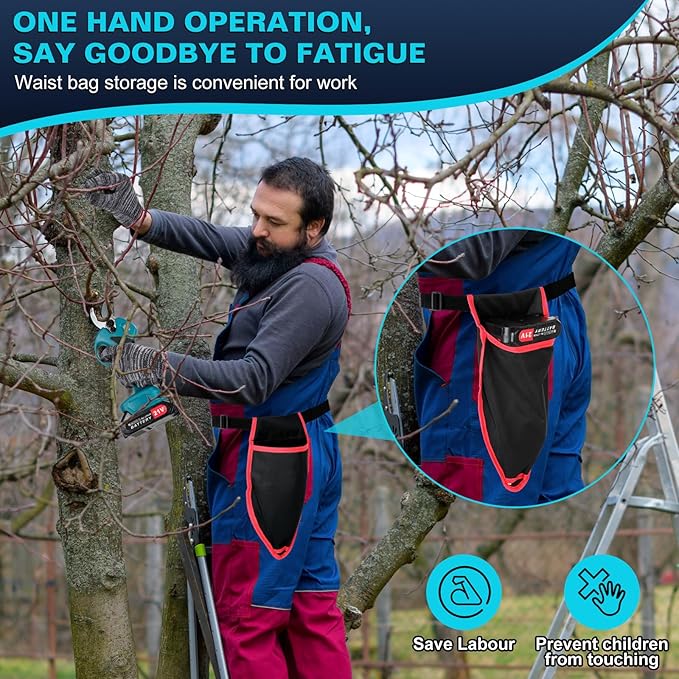 Cordless Electric Pruning Shears,Branch Cutter with LCD Display, Trimming Scissors Battery Power,1.6 Inch Cutting Diameter, SK5 Blade Tree Trimmer, 2 Rechargeable 2000mAh Lithium Batteries set