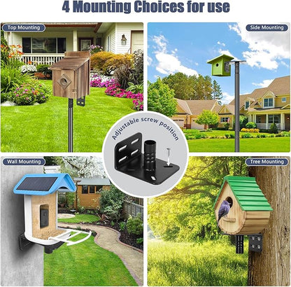 Gtongoko Smart Bird Feeder Pole Squirrel Proof 79 Inch Bluebird House Pole for Outdoors Squirrel Baffles for Feeders Weather Station Heavy Duty Metal Mounting Kit Black
