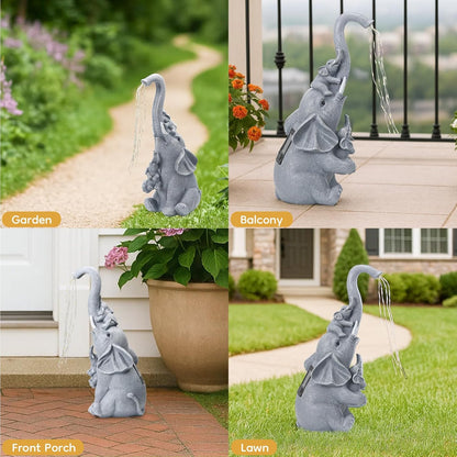 Solar Elephant Garden Statue Decor with Constant LED Lights - Lawn Patio Yard Balcony Lucky Elephant Ornaments,Unique Holiday Housewarming