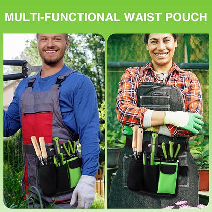 WORKPRO Garden Tool Belt, 5-Pocket Single Side Gardening Tool Pouch with Adjustable Waist Strap, Utility Garden Waist Bag for Women, Ideal for Gardening, Carpentry, and DIY Projects