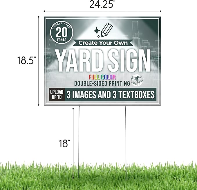 24x18" Double Sided Custom Yard Sign with Metal Stakes, Personalized Full Color Corrugated Yard Sign for Outdoors, Front and Back Custom Printed Personalized Lawn Signs (Design 2)
