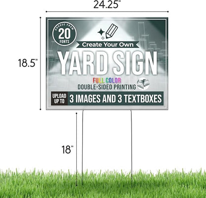 24x18" Double Sided Custom Yard Sign with Metal Stakes, Personalized Full Color Corrugated Yard Sign for Outdoors, Front and Back Custom Printed Personalized Lawn Signs (Design 2)
