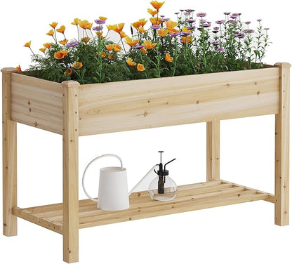 FILWH Raised Garden Bed with Legs Elevated Wooden Planter Box Stand Large Planter Stand Box for Fruits Vegetables Flowers with Divider with Bag - 48 * 24 * 30.5IN