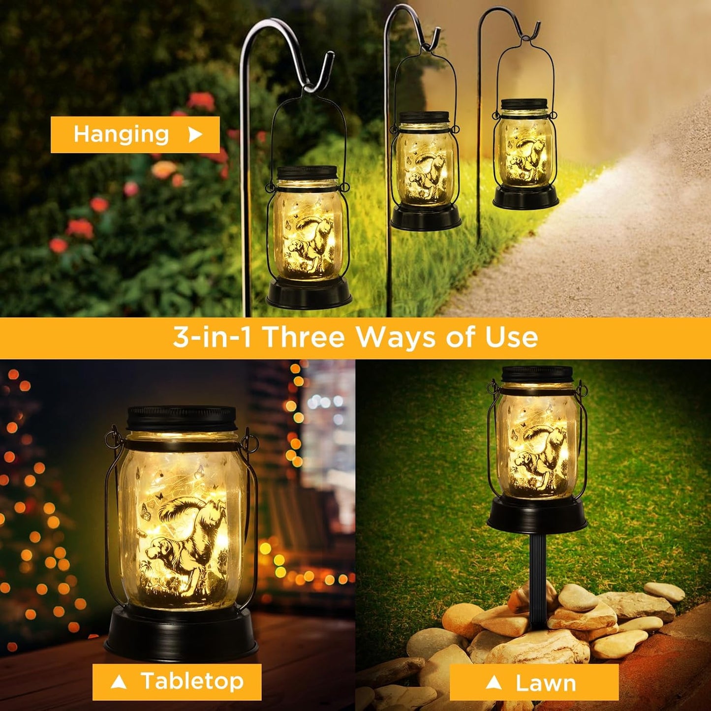 kyoryuger Pyrenees Gifts for Women/Men Pyrenees Dog Solar Lanterns Mom Birthday Dog Lovers Lantern Pet Loss Pet Memorial Lights Solar Garden Decoration for Yard, Patio,Backyard,Porch Torches Light