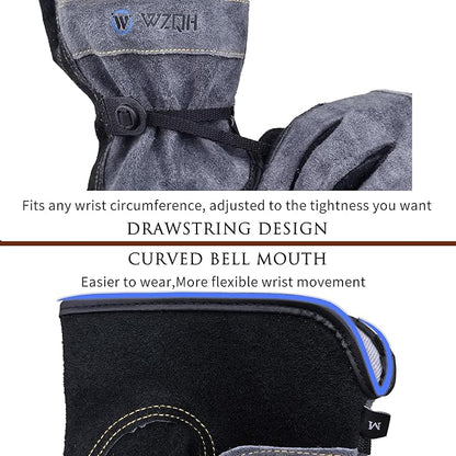 Leather Work Gloves for Men or Women. XX-Large Glove for Gardening, Tig/Mig Welding, Construction, Chainsaw, Farm, Ranch etc. Cowhide, Cotton Lined, Utility, Firm Grip, Durable. Grey-Black 2XL