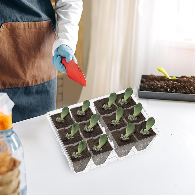 Gardzen 3 Pack Seed Starting Tray, Plant Germination Trays, Seed Starter Kit with Adjustable Humidity Vented Dome and Clear Base, Plant Growing Kit 6.6" x 4.5", Total 36-Cell, Clear