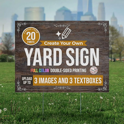 24x18" Double Sided Custom Yard Sign with Metal Stakes, Personalized Full Color Corrugated Yard Sign for Outdoors, Front and Back Custom Printed Personalized Lawn Signs 10 Pack (Design 9)