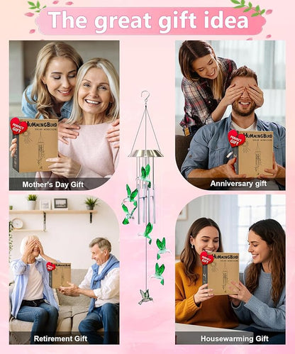 Nacome Wind Chimes for Outside: Tubes Memorial Wind Bell Birthday Gifts for Mom Mother Grandma Women Christmas,Yard Garden Decor Indoor/Outdoor(Hummingbird)