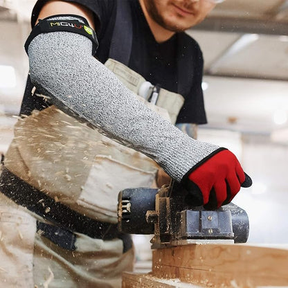 MIG4U Cut Resistant Sleeves, Safety Protection Arm Guards for Men and Women Yard Work, Construction, Farm, Gardening, Adjustable Fit, 1 Pair 18" Grey