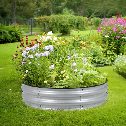 BPS Metal Raised Garden Bed, 2.5FT Diameter Galvanized Planter Raised Garden Boxes for Flower Planters, Vegetables Herb