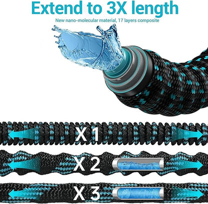 Expandable Garden Hose 50 ft - Heavy Duty Expanding Water Hoses with 10 Spray Nozzle - Flexible,Retractable,Never Kink & Tangle Car Washing Pipe for Yard, Outdoor