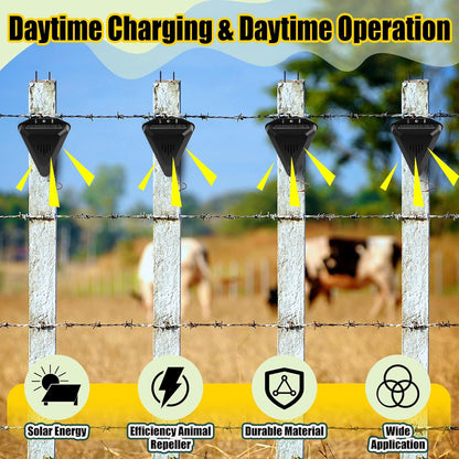 Qualirey 6 Pack Solar Animal Repeller Outdoor Alarm Deterrent Sound Dog Barking Alarm 13 Sounds 130db Loud Noise Maker Daytime Working Deer Skunk Raccoon Repellent for Home Villa Yard Farm (Black)