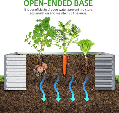 Ohuhu Metal Raised Garden Beds for Vegetables, 6x3x1.9 FT Heightened Extra-Large Reinforced Galvanized Steel Raised Boxes, Heavy Duty Outdoor Planter Box for Seedling Growing Flowers Herbs Succulent
