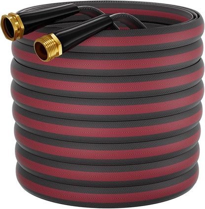 100ft Non-Expanding Garden Hose with 8-Layer Latex Core, Lightweight & Kink-Free, Flexible Heavy Duty Water Hose for Lawn, Yard, Car Washing (3/4" Solid Brass Fittings, Crush-Resistant)