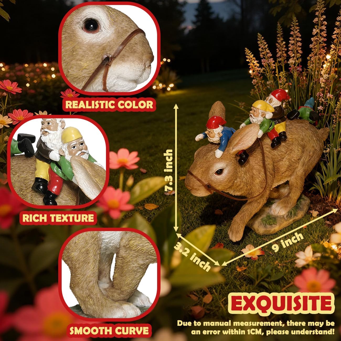Sunthus Garden Gnomes Decorations for Yard Bunny Statue Funny Outdoor Decor Rabbit