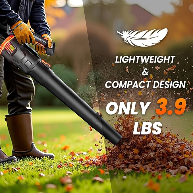 Electric Leaf Blower Cordless - Low-Noise Brushless Motor Leaf Blower with 2 Speed Mode & Ergonomic Handle Design, Portable Lightweight Blowers for Lawn Care, Yard & Patio Cleaning, Snow, Dust