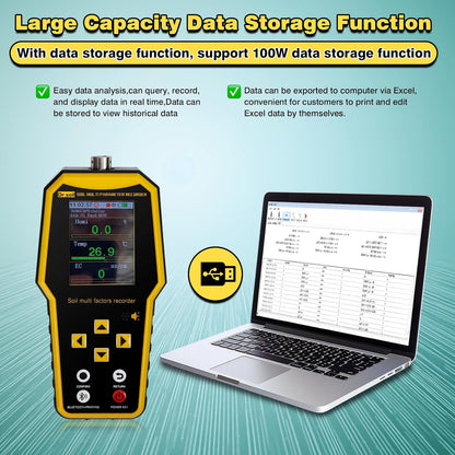 New 7 in 1 Soil Tester with LCD Display, Nitrogen Phosphorus Potassium NPK Tester, Handheld Soil PH Meter Kit, Temperature, Conductivity, Moisture, EC Meter for Agriculture and Surveying