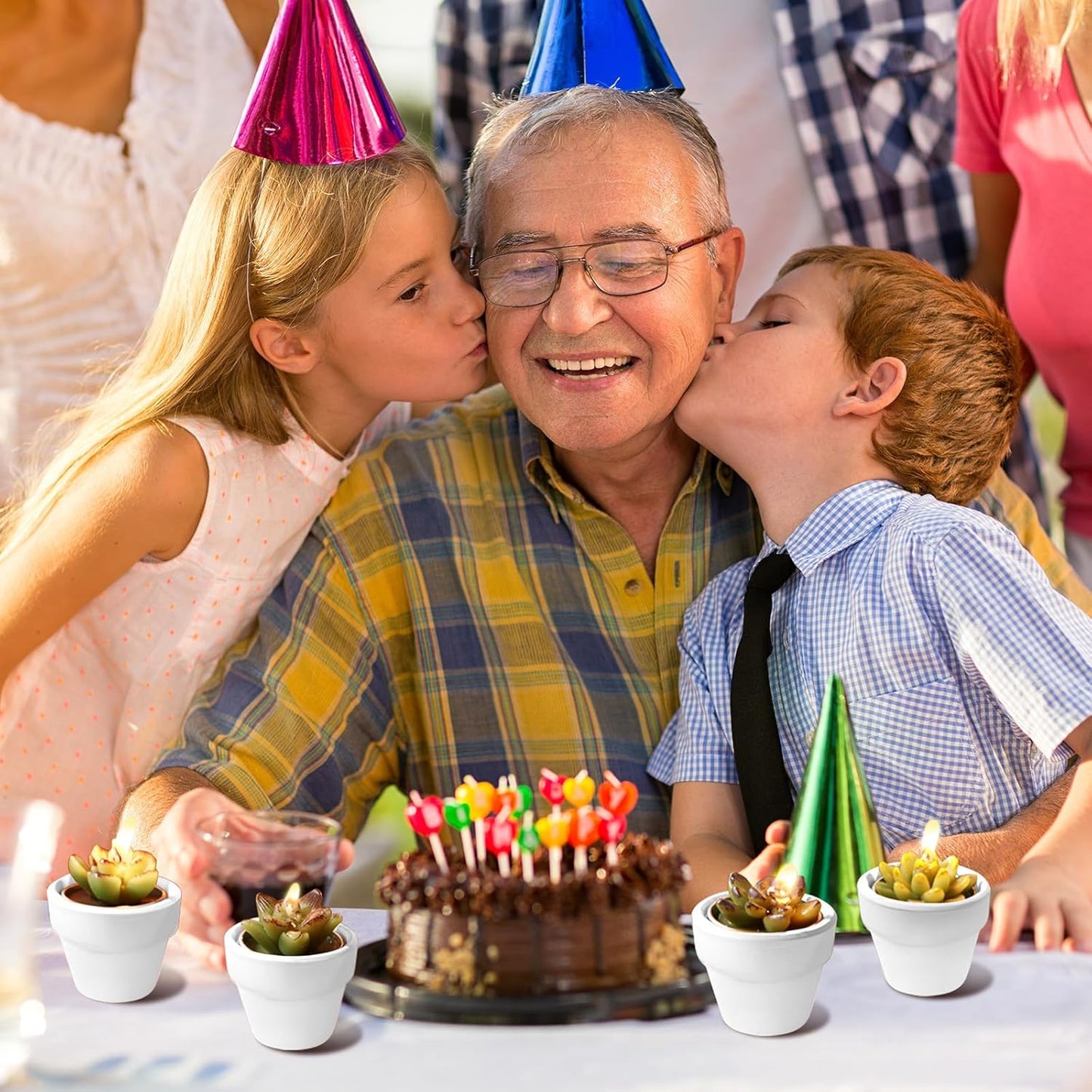 Shihanee 48 Pcs Succulent Cactus Decorative Tealight Baby Shower Plant Candles Bridal Shower Novelty Handmade Tealight Terrarium Plant Candles for Fiesta Birthday Wedding Party(White)