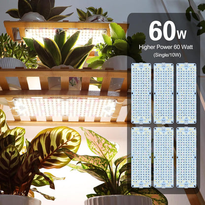 6Pack Flat Panel Grow Lights for Indoor Plants, Seed Starting, Vegetables with 4/8/12 Hr Timer, 60W Full Spectrum LED Plant Growing Lamps for Cabinet/Shelves/Greenhouse, Plug-and-Play, Connect Freely