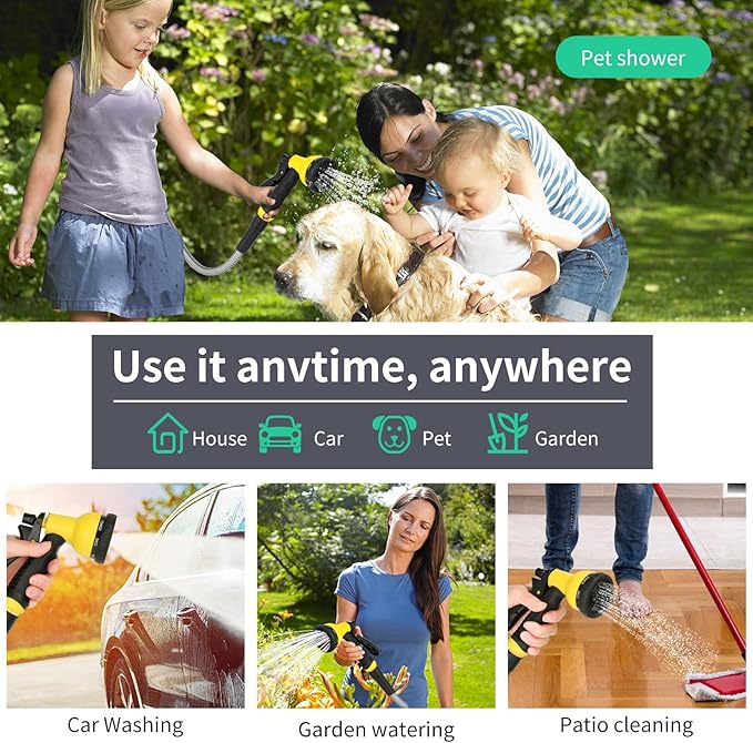 50ft Water Hose, Heavy Duty Stainless Steel Garden Hose with 10 Function Nozzle, Lightweight Metal Hose, No Kink, Leak-proof, Puncture Resistant for Yard, Outdoor, RV