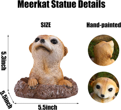 Meerkat Statue Garden Decor Lawn Animal Sculpture Ourdoor Decoration Funny Yard Ornaments Resin Figurine for Garden or Home 5.3inch