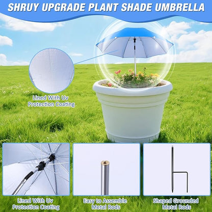 Plant Umbrellas for Outdoor Plants, 5 Pack Plant Shade Umbrella with Adjustable Angle & Height, Sun Protection Shade Cloth for Potted Plants, Flowers & Garden Beds, Patio Balcony Lawn