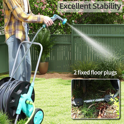 Portable Garden Hose Reel Cart, Hold Up to 75-100 Ft of 5/8 Inch Hose,Garden Water Pipe Holders Mobile Tools with 2 Wheels for Outside Hose Storage