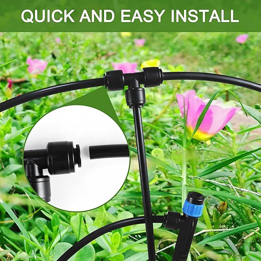 223FT Drip Irrigation System, Automatic Drip Irrigation Kit with 1/2'' 1/4'' Tubing Hose and Accessories,Adjustable Nozzle Garden Watering System,for Patio/Lawn/Garden Bed/Yard