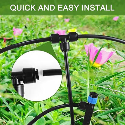 223FT Drip Irrigation System, Automatic Drip Irrigation Kit with 1/2'' 1/4'' Tubing Hose and Accessories,Adjustable Nozzle Garden Watering System,for Patio/Lawn/Garden Bed/Yard