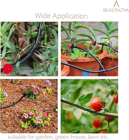 BEADNOVA Drip Irrigation Parts 60 Pcs 1/4 Inch Barbed Tee Couplings Fittings Drip Line Connectors for 1/4 Inch Irrigation Tubing Garden Watering System (60pcs)