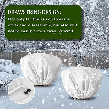 8 Pcs Plant Covers Frost Protection Bag 39.3" x 19.6" Winter Reusable Plants Jacket with Drawstring Shrub Protection Wraps Bags Frost Blanket for Winter Outdoor Garden Plants