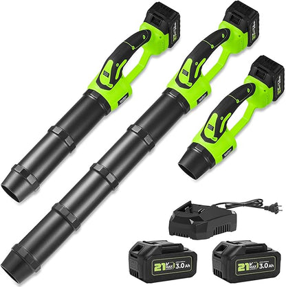Cordless Electric Leaf Blower, 21V Small Handheld Leaf Blower with 2X 3.0Ah Battery and Charger, Mini Lightweight 480CFM Blower with Infinite Speeds for Lawn Care, Yard, Deck, Patio, Leaves, Dust