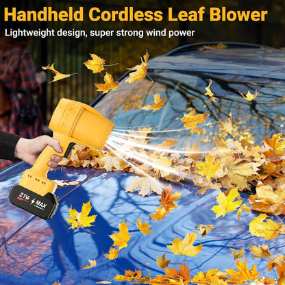 Handheld Electric Cordless Leaf Blower – 500,000RPM Mini Turbo Jet Blower with 2×4.0Ah Batteries & Charger, Lightweight for Patio, Lawn, Garage Cleaning (Yellow)