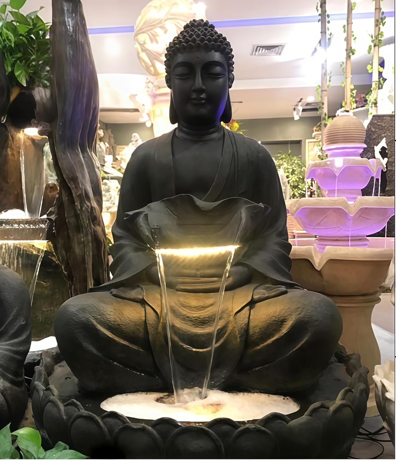 Outdoor Water Fountain Outside, Garden Fountain, Buddha Statue Outdoor/Indoor for Home, Buddha Decor & Gifts, Buddah, Buda, Budda, Buddhas, Chinese Decor & Gifts, Feng Shui (Large)