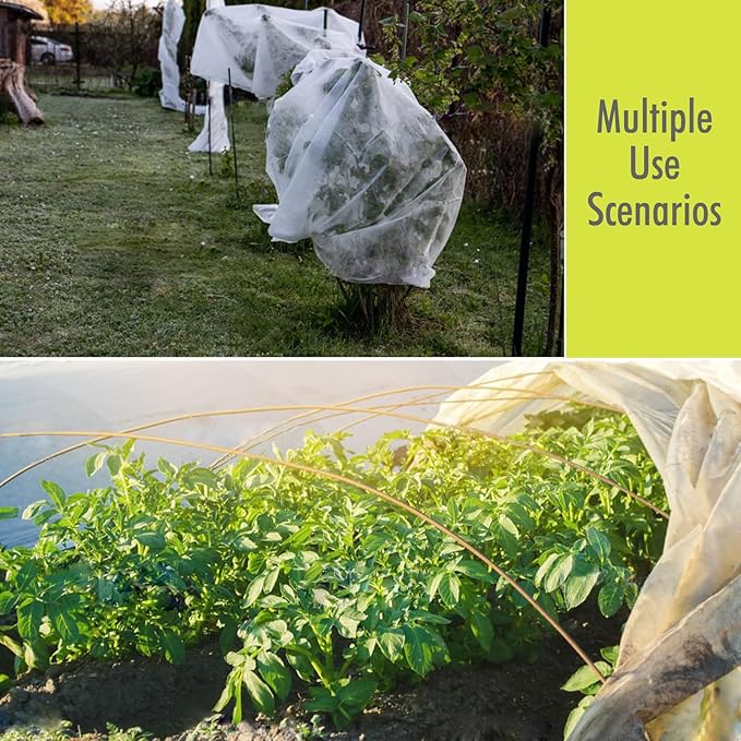 RIFNY Plant Covers Freeze Protection, 1 oz/yd² 8Ft x 24Ft Frost Cloth Plant Freeze Protection for Winter Frost Snowstorm, Frost Blankets for Outdoor Plants Protect from Birds, Pests