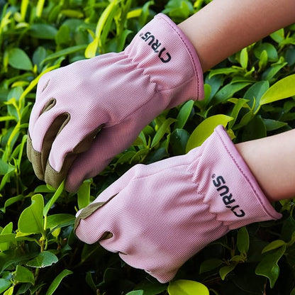 CYRUS Gardening Gloves for Women Ladies, Leather Garden Gloves Men with Grip, Work for Weeding, Digging, Pruning, Large Size, Pink
