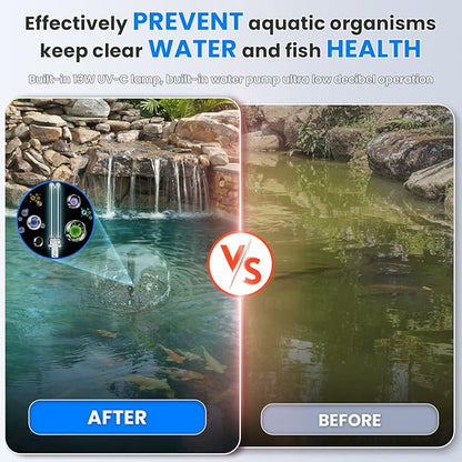 Anbull Pond Filter for Outdoor Ponds, 110V/57W 790GPH Submersible Water Fountain Pump, All-in-One Pond Filter System with 13W UV-C Lamp for Clearing Pond Garden Fish Tank Aquarium