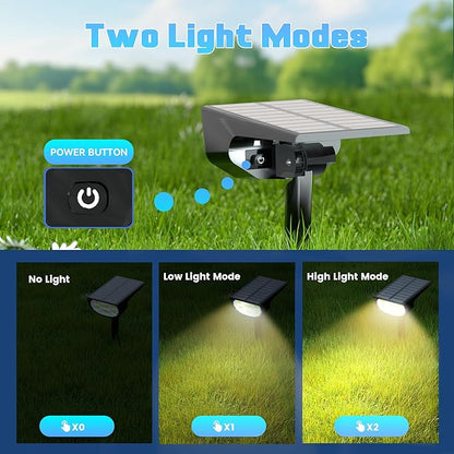 Solar Spot Lights Outdoor IP68 Waterproof, Ultra-Bright Performance，Simple Modes for Easier Operation, Auto On/Off，Solar Powered Landscape Lights for Garden, Yard, Pathway (Warm White, 6 Pack)