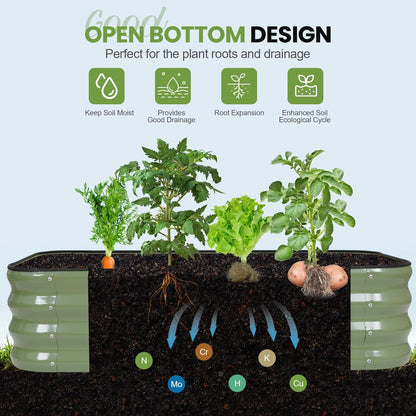 G GOOD GAIN 3-in-1 Adjustable Raised Garden Bed Kit | Galvanized Planter Boxes for Vegetables, Flowers | 12" Tall, Multiple Sizes (4x2x1ft, 3x3x1ft, 5x1x1ft) | Outdoor Metal Raised Bed, Green