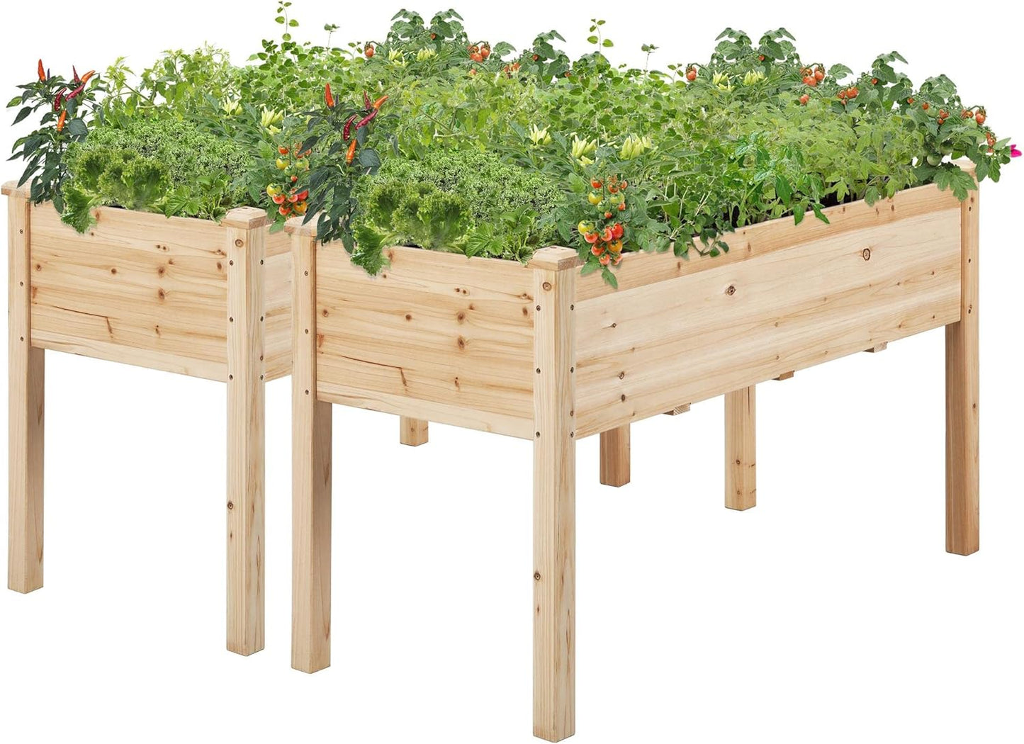Yaheetech 2pcs Raised Garden Bed 48x24x30in Elevated Wooden Horticulture Planter Box with Legs Standing Growing Bed for Gardening/Backyard/Patio/Balcony, Wood